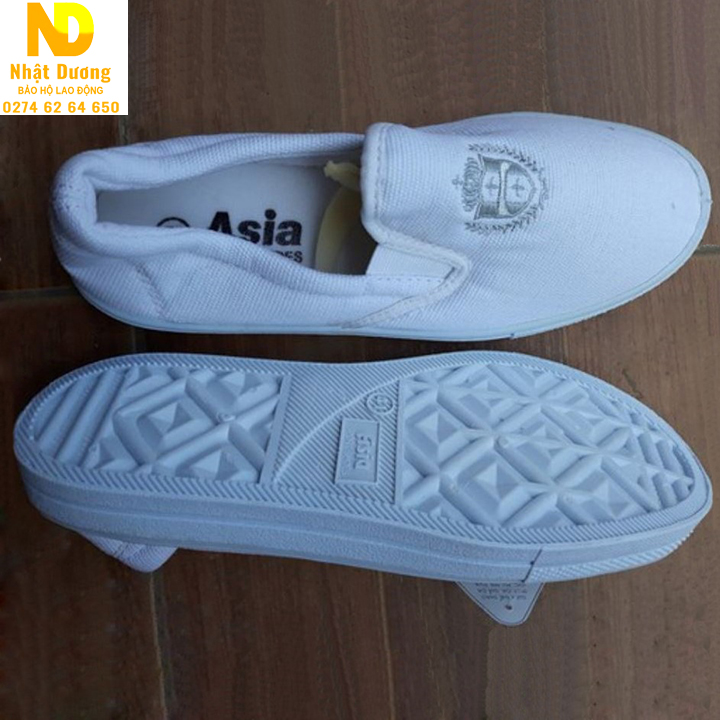 Giày bata vải Asia không dây màu trắng