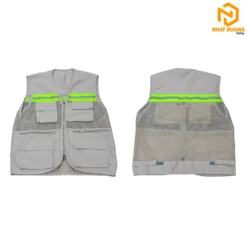 Áo gile phản quang 6 túi màu be