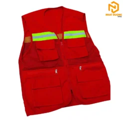 Áo gile phản quang 6 túi màu đỏ