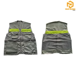 Áo gile phản quang 6 túi màu xám đậm