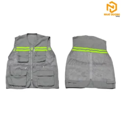 Áo gile phản quang 6 túi màu xám mẫu 1