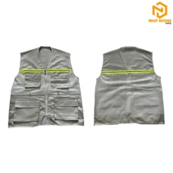 Áo gile phản quang 6 túi màu xám mẫu 2