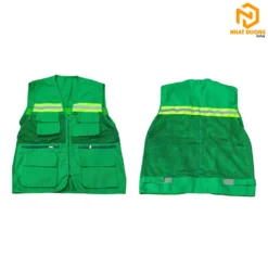 Áo gile phản quang 6 túi màu xanh lá