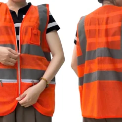 Áo phản quang 3M 4 sọc có túi màu cam