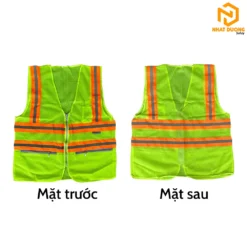 Áo phản quang 3M 4 sọc có túi màu xanh chuối mẫu 1