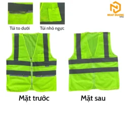 Áo phản quang 3M 4 sọc có túi màu xanh chuối mẫu 2