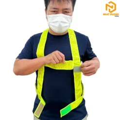 Áo phản quang dây vải nhựa màu xanh