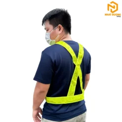 Áo phản quang dây vải nhựa màu xanh