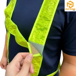 Áo phản quang dây vải nhựa màu xanh